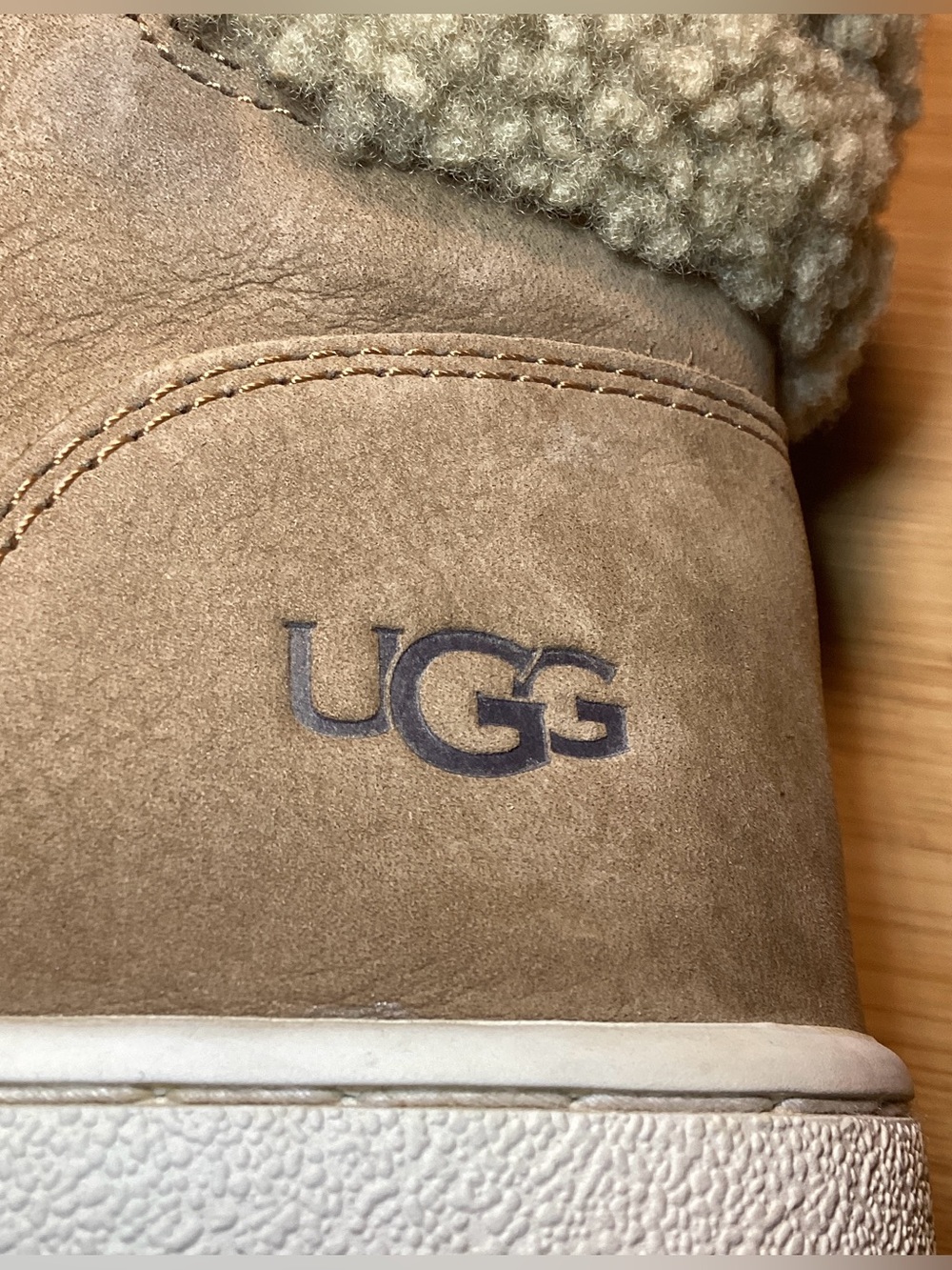 UGG Olive Chestnut High-Top Premium Nubuck Leather Upper Sneakers - Picture 8 of 10